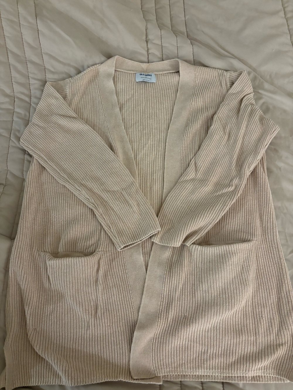 Old Navy Women’s Light Beige Ribbed Cardigan